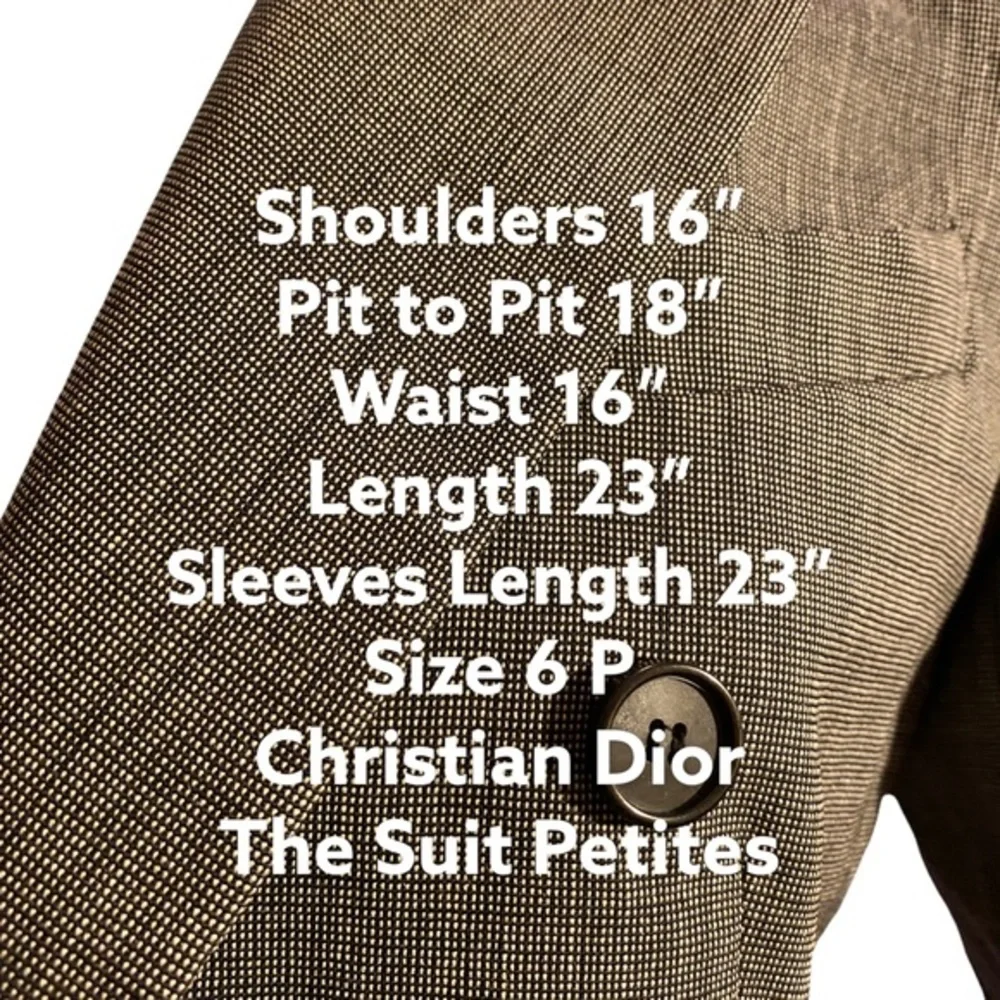 DIOR Petite fitted cropped Blazer Gray Herringbone back in style Sz 6 P